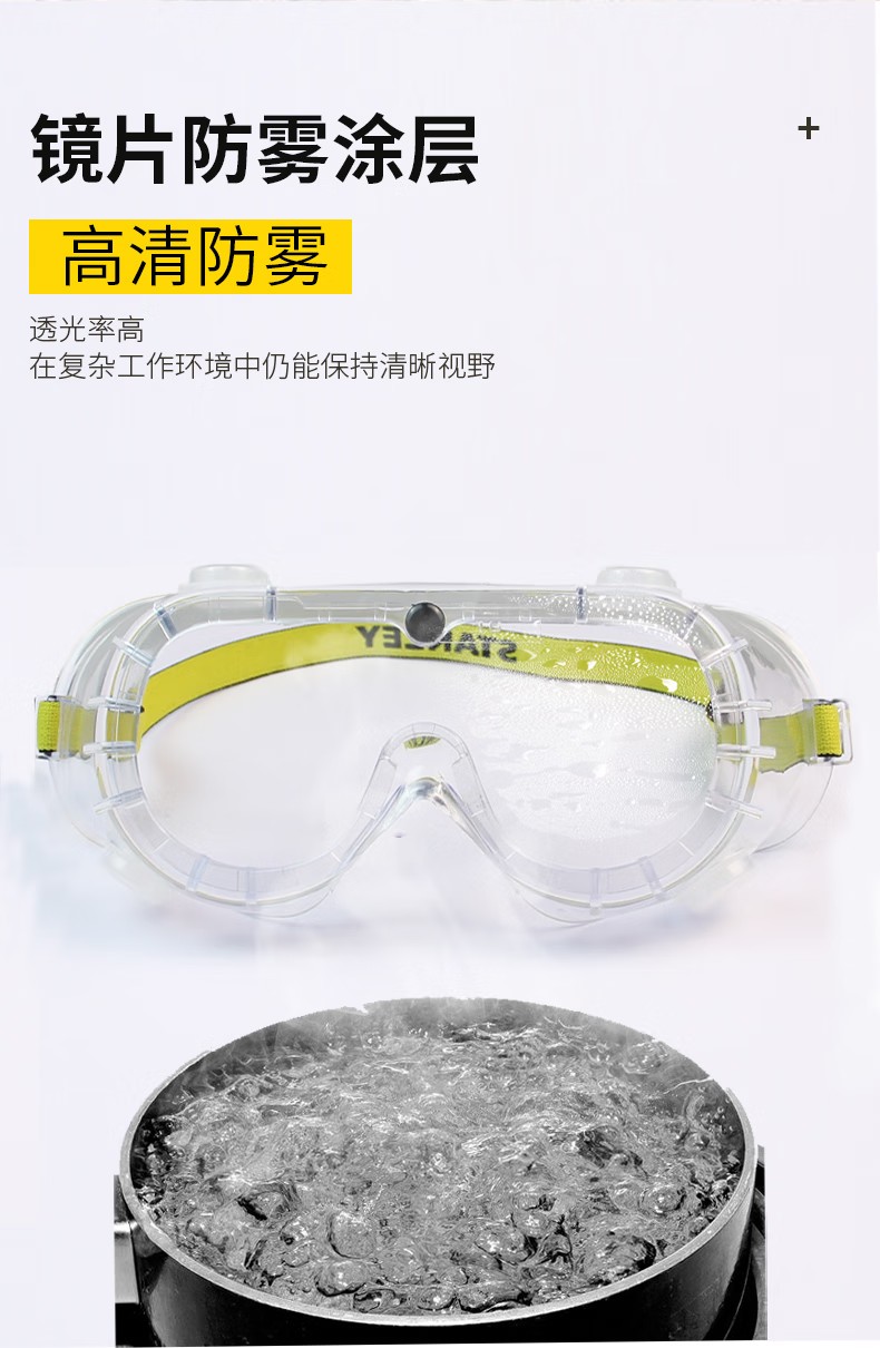 STANLEY史丹利ST1810環繞式PC鏡片刮防霧防紫外線抗沖擊頭戴式護目鏡6
