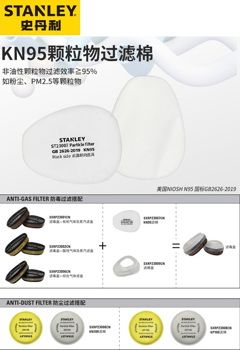 STANLEY史丹利ST23007 KN95過濾棉1
