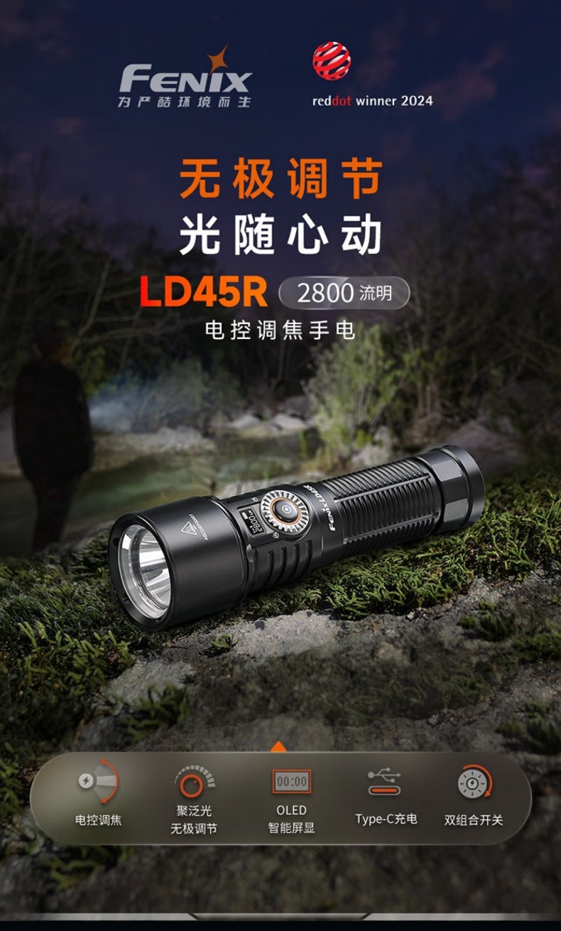 FENIX菲尼克斯LD45R LD系列電控調(diào)焦手電1.jpg