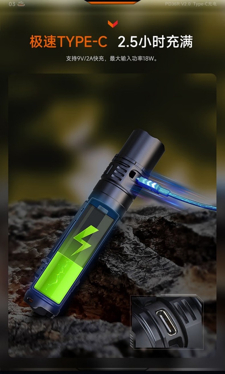 FENIX菲尼克斯PD36R PD系列充電戰(zhàn)術(shù)小直筒手電4.jpg