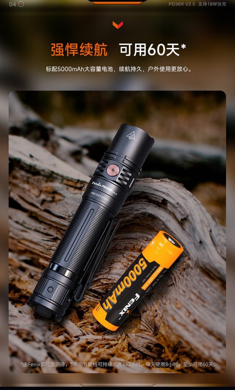 FENIX菲尼克斯PD36R PD系列充電戰(zhàn)術(shù)小直筒手電5.jpg