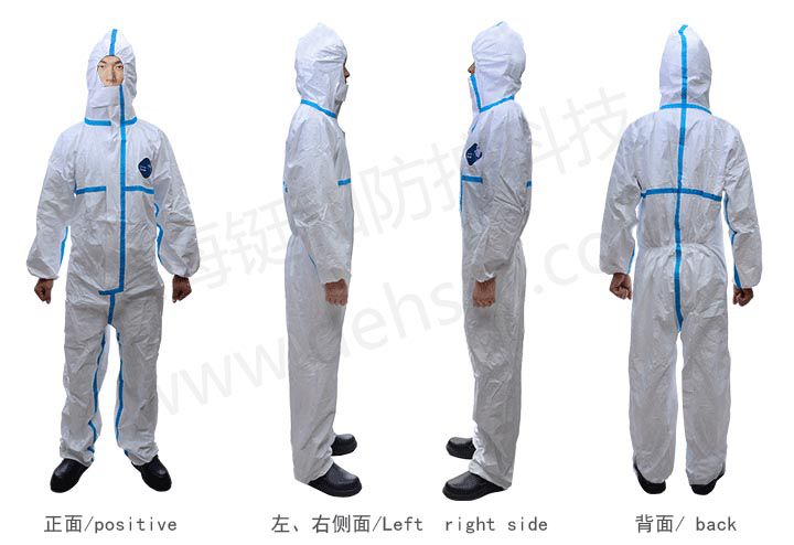 杜邦Tyvek1422A醫(yī)用防護(hù)服穿戴后效果圖