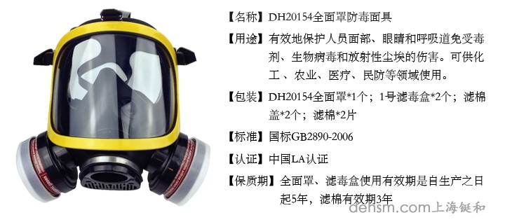 DH20154全面罩防毒面具介紹