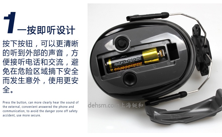 3M H7P3E-PTL掛安全帽式隔音耳罩一按即聽設計