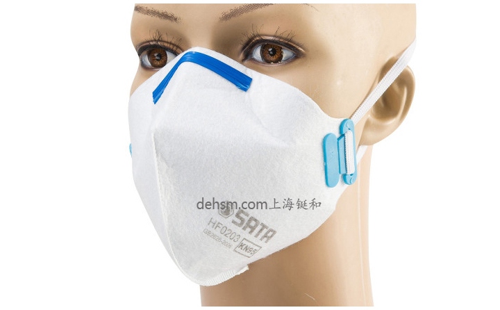 世達HF0203耳帶式KN95防塵口罩佩戴示意圖