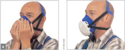 佩戴后，檢查防塵面罩密閉性