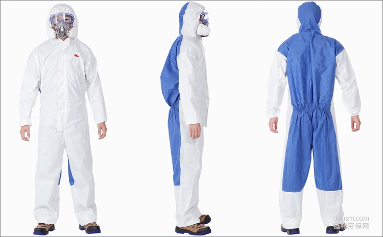 3M4535白色帶帽連體防護(hù)服實(shí)物圖