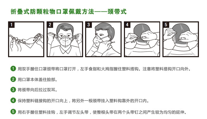 3M9501+防塵口罩佩戴方法圖示