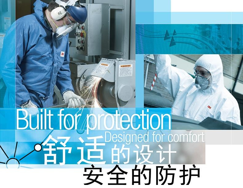 3M4565白色帶帽紅色膠條連體防護服使用