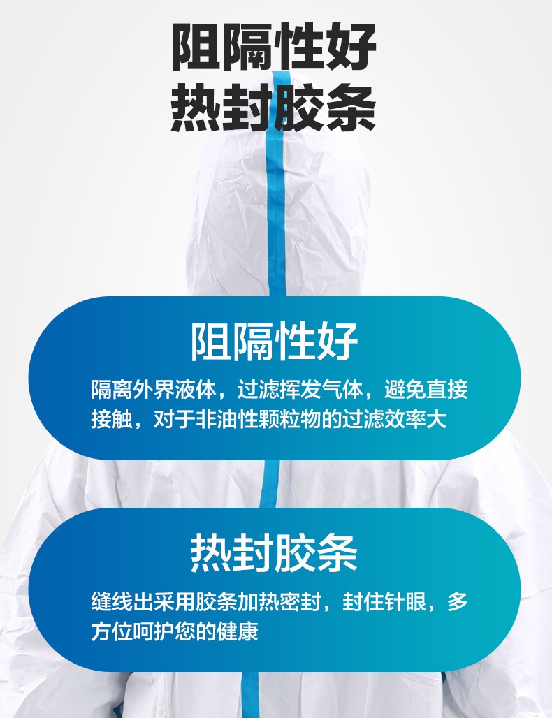 連體一次性醫用防護服熱封膠帶阻隔性好